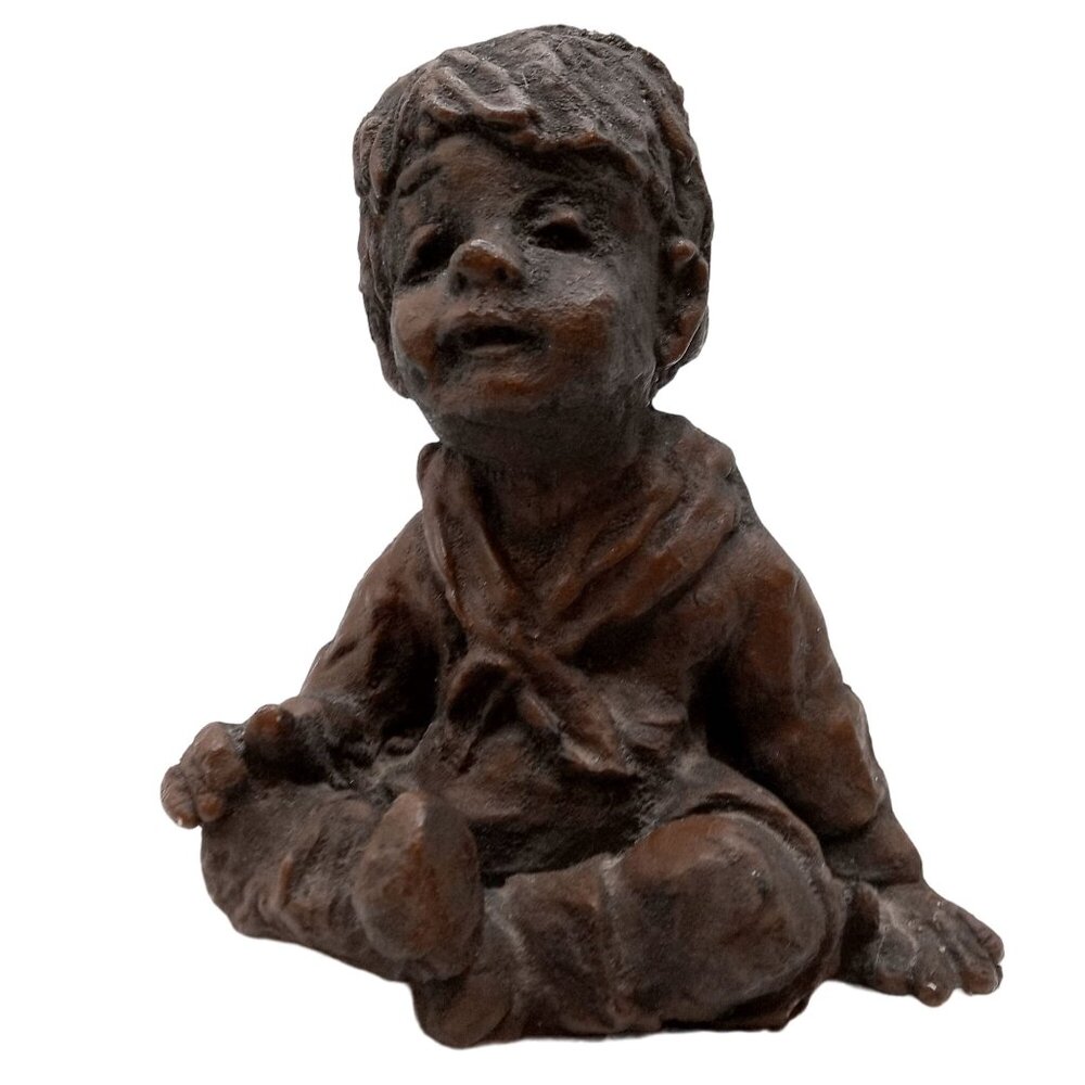 Boy In Sailor Suit Sculpture Babs Mellor Vintage OOAK Art Toddler Kid Statue
